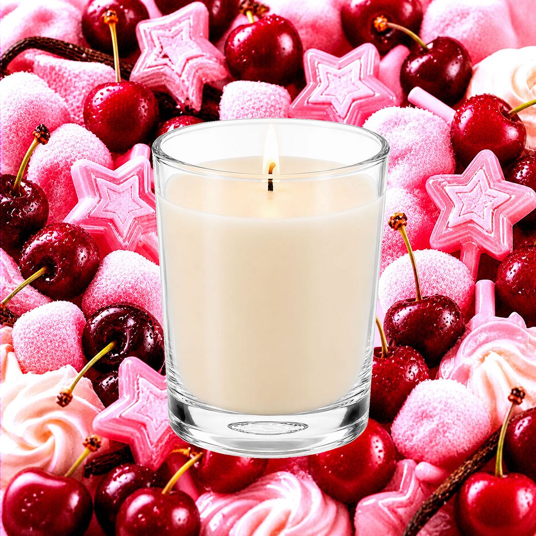 Cherry Musk Vanilla Scented Votive Candles eco soy plant based – vegan, cruelty-free featuring cherry, vanilla and pink sugar musk blend, handmade in Australia.
