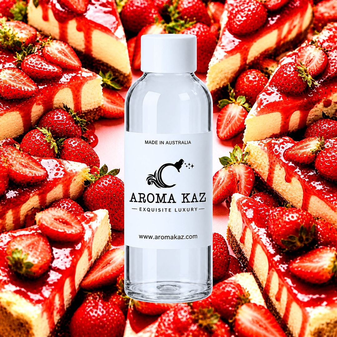 Strawberry Cheesecake fragrance oil for candle making, soap making and perfume blending – vegan, cruelty-free featuring creamy strawberry cheesecake dessert aroma, handmade in Australia.