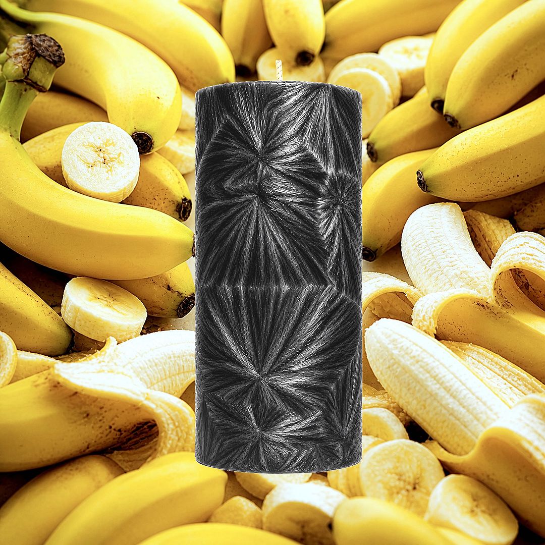Fresh Bananas plant based Pillar Candle – vegan, cruelty-free featuring sweet ripe banana aroma, handmade in Australia.