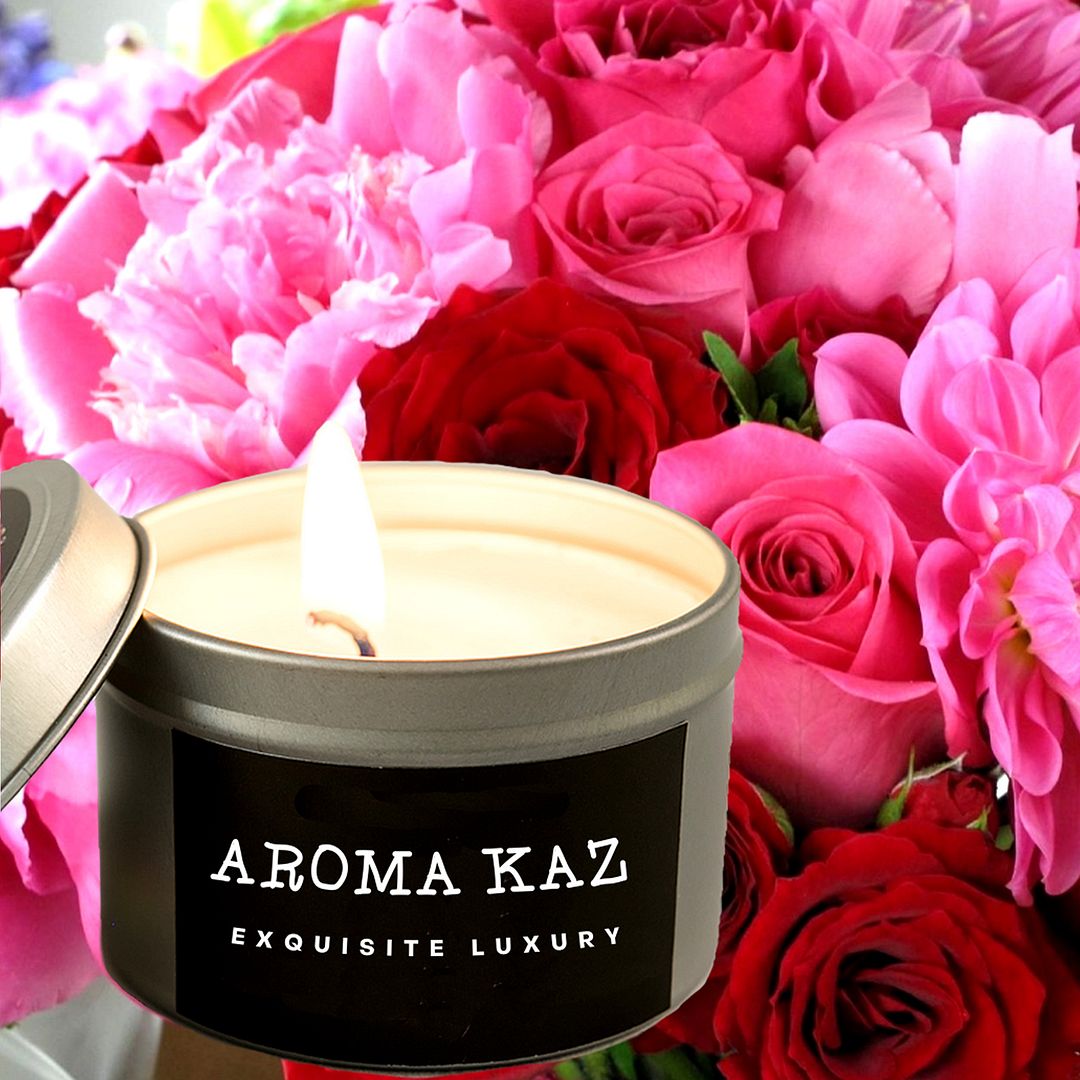 Peony Rose Scented Eco Soy Tin Candles Hand Poured