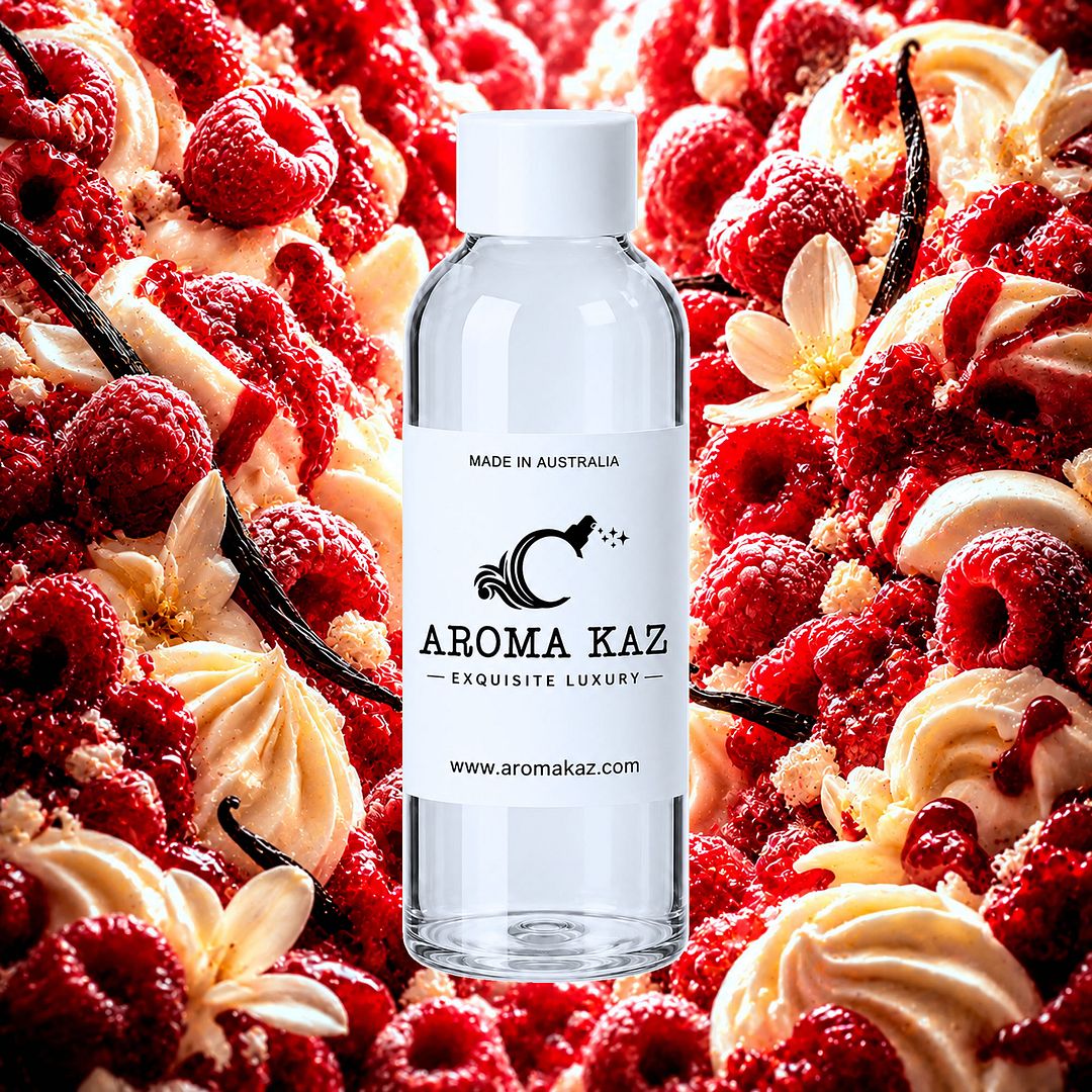 Red Raspberry Vanilla fragrance oil for candle making, soap making and perfume blending – vegan, cruelty-free featuring juicy raspberry and creamy vanilla sweetness, handmade in Australia.