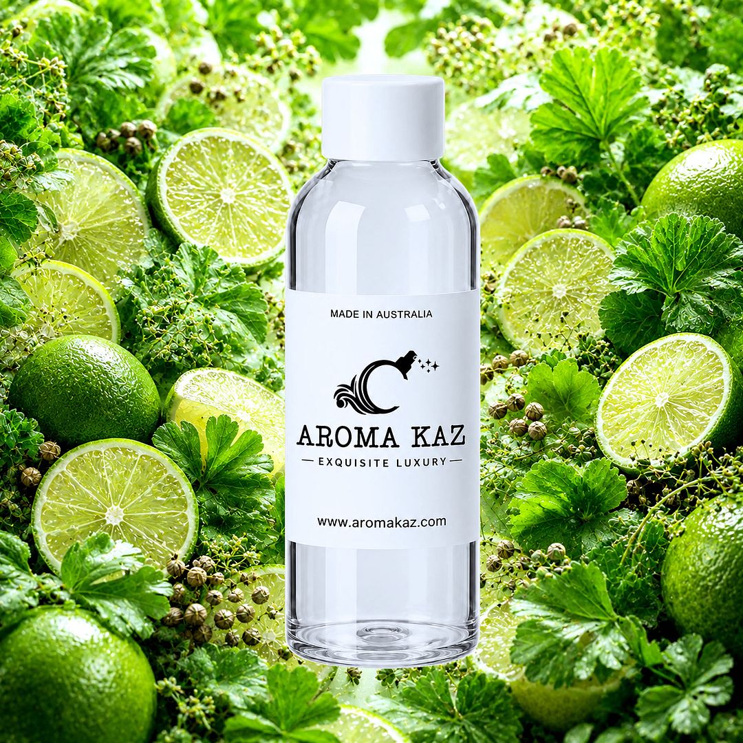 Lime Infusion No.5 fragrance oil for candle making, soap making and perfume blending – vegan, cruelty-free featuring fresh desert lime and herbal sea parsley, handmade in Australia.