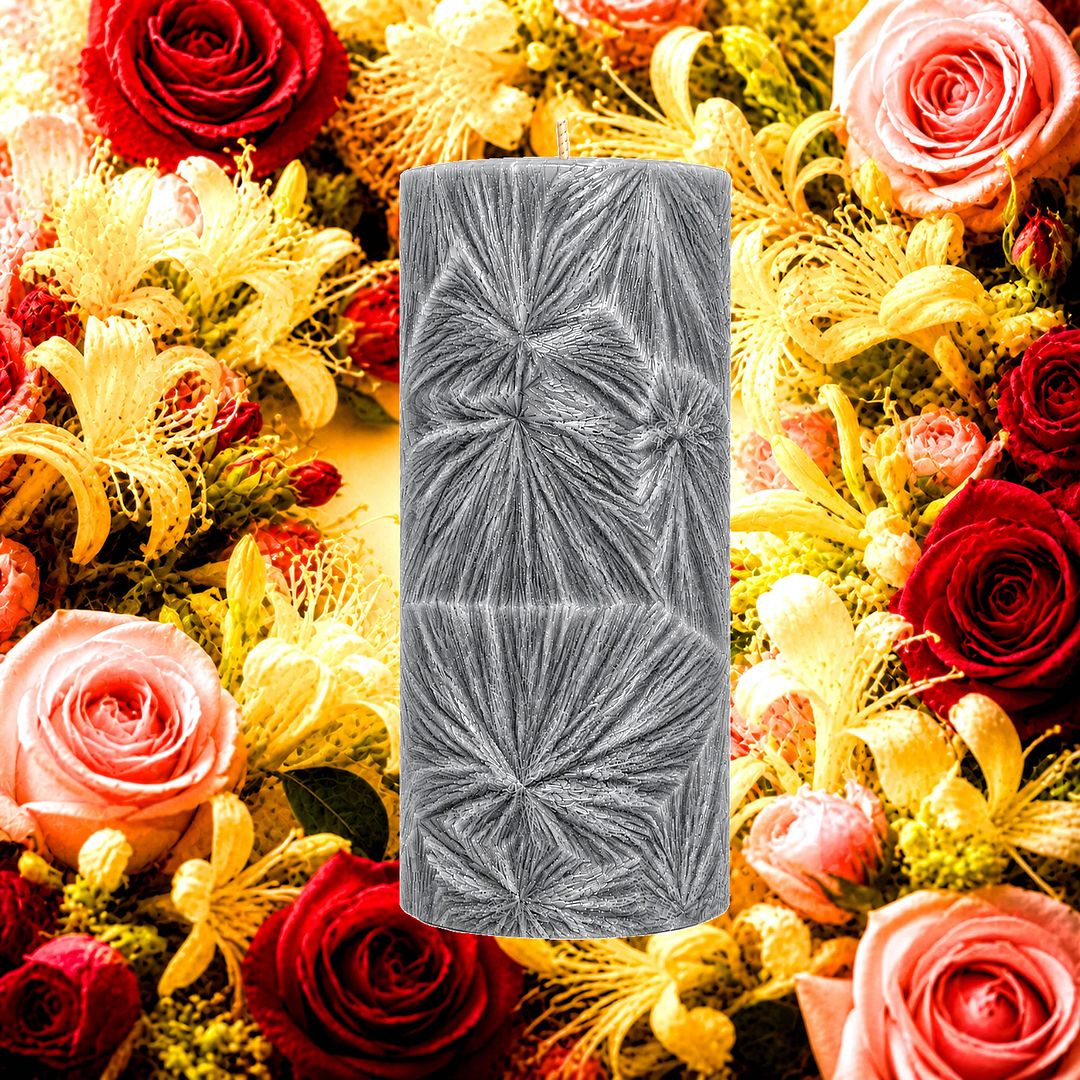Honeysuckle Roses plant based Pillar Candle – vegan, cruelty-free featuring romantic rose and sweet honeysuckle blossoms, handmade in Australia.