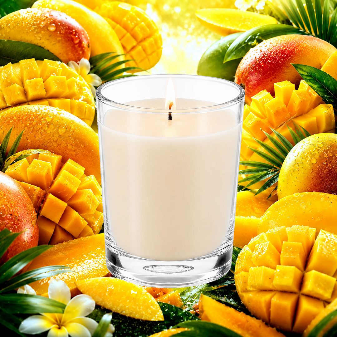 Fresh Mangoes Scented Votive Candles eco soy plant based – vegan, cruelty-free featuring juicy ripe mango sweetness, handmade in Australia.