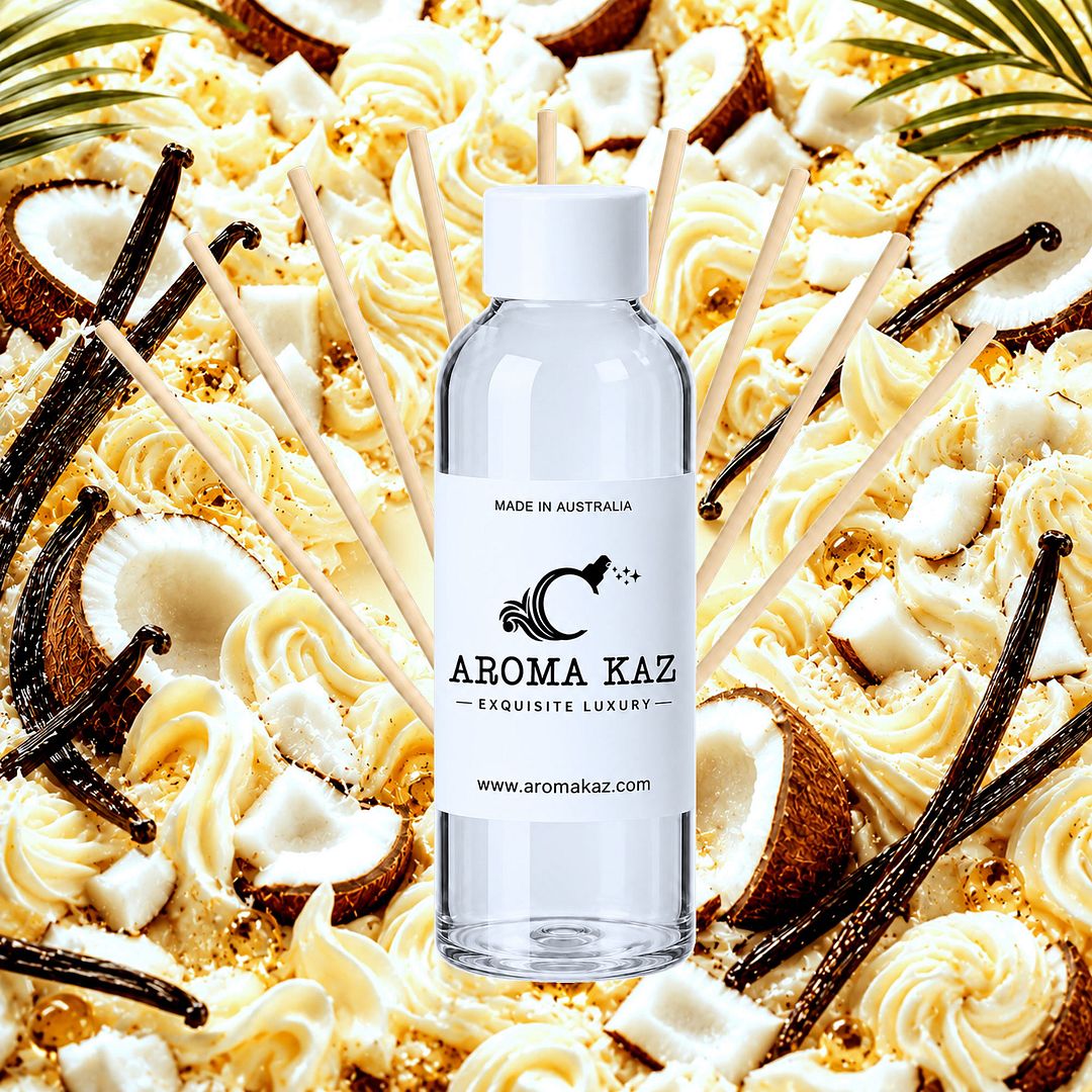 Creamy Tahitian Vanilla Diffuser Fragrance Oil Refill – vegan, cruelty-free featuring exotic creamy Tahitian vanilla, handmade in Australia.