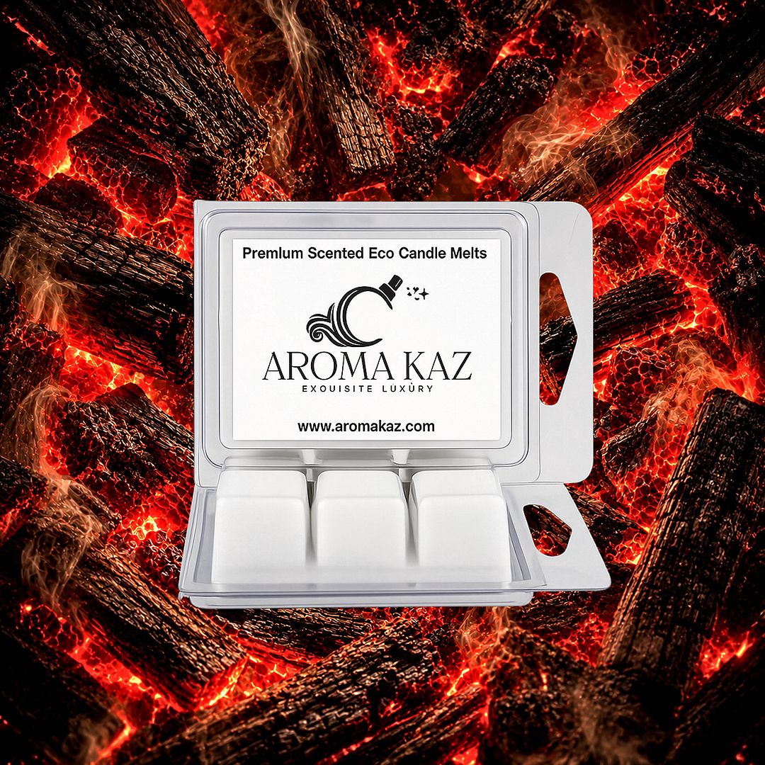 Firewood & Woodsmoke eco soy wax melts – vegan, cruelty-free featuring rich smoky firewood and glowing embers, handmade in Australia.