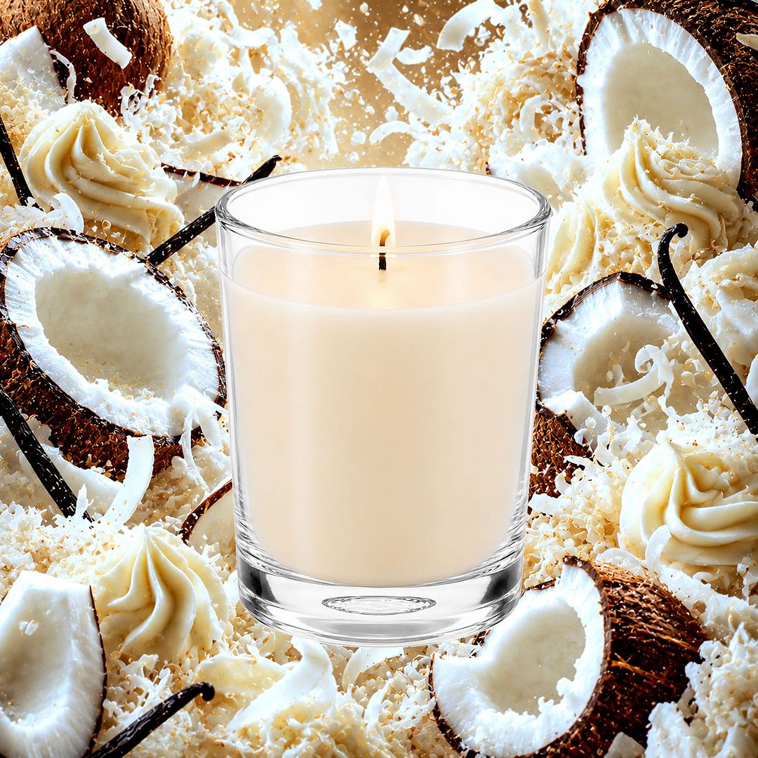 Vanilla Coconut Scented Votive Candles eco soy plant based – vegan, cruelty-free featuring creamy vanilla and tropical coconut, handmade in Australia.
