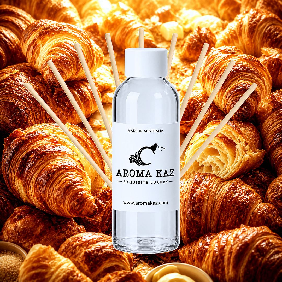 French Croissants Diffuser Fragrance Oil Refill – vegan, cruelty-free featuring buttery flaky pastry aroma, handmade in Australia.