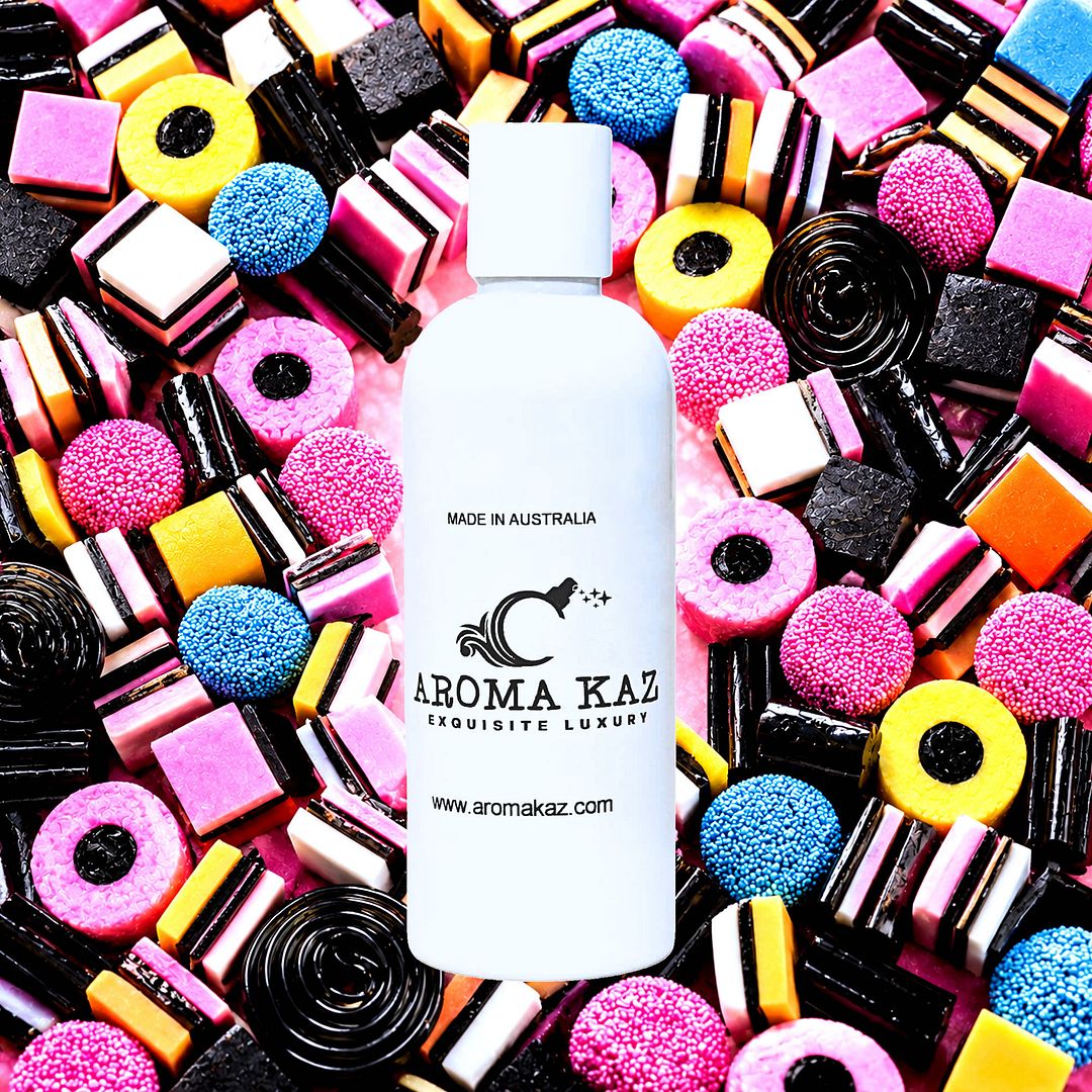 Licorice Allsorts Body Massage Oil – vegan, cruelty-free, plant-based hydrating oil with sweet licorice candy aroma, handmade in Australia.
