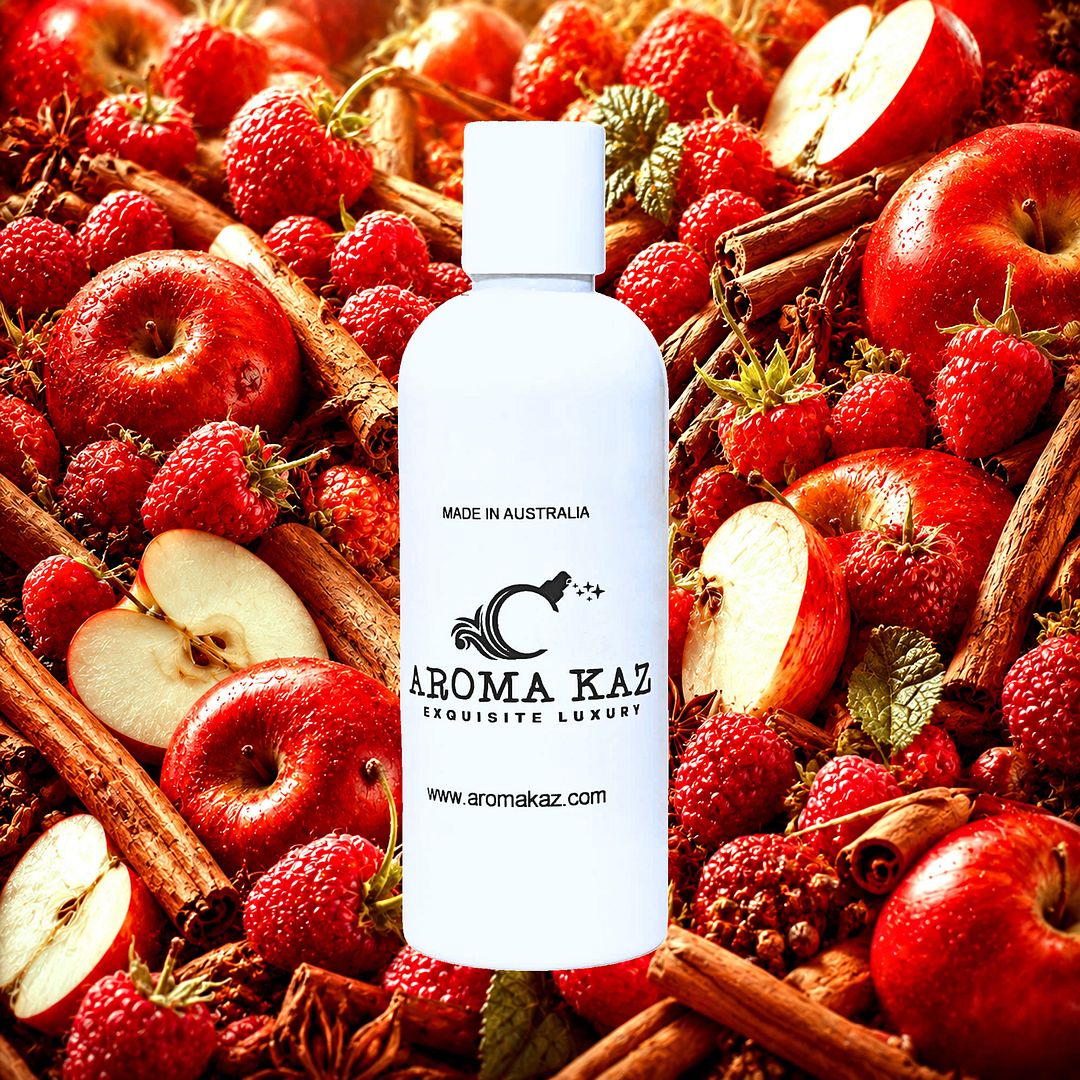 Apple Cinnamon Raspberry Body Wash Shower Gel – vegan, cruelty-free featuring fruit-spice blend with sweet apple, raspberry and cinnamon, handmade in Australia.