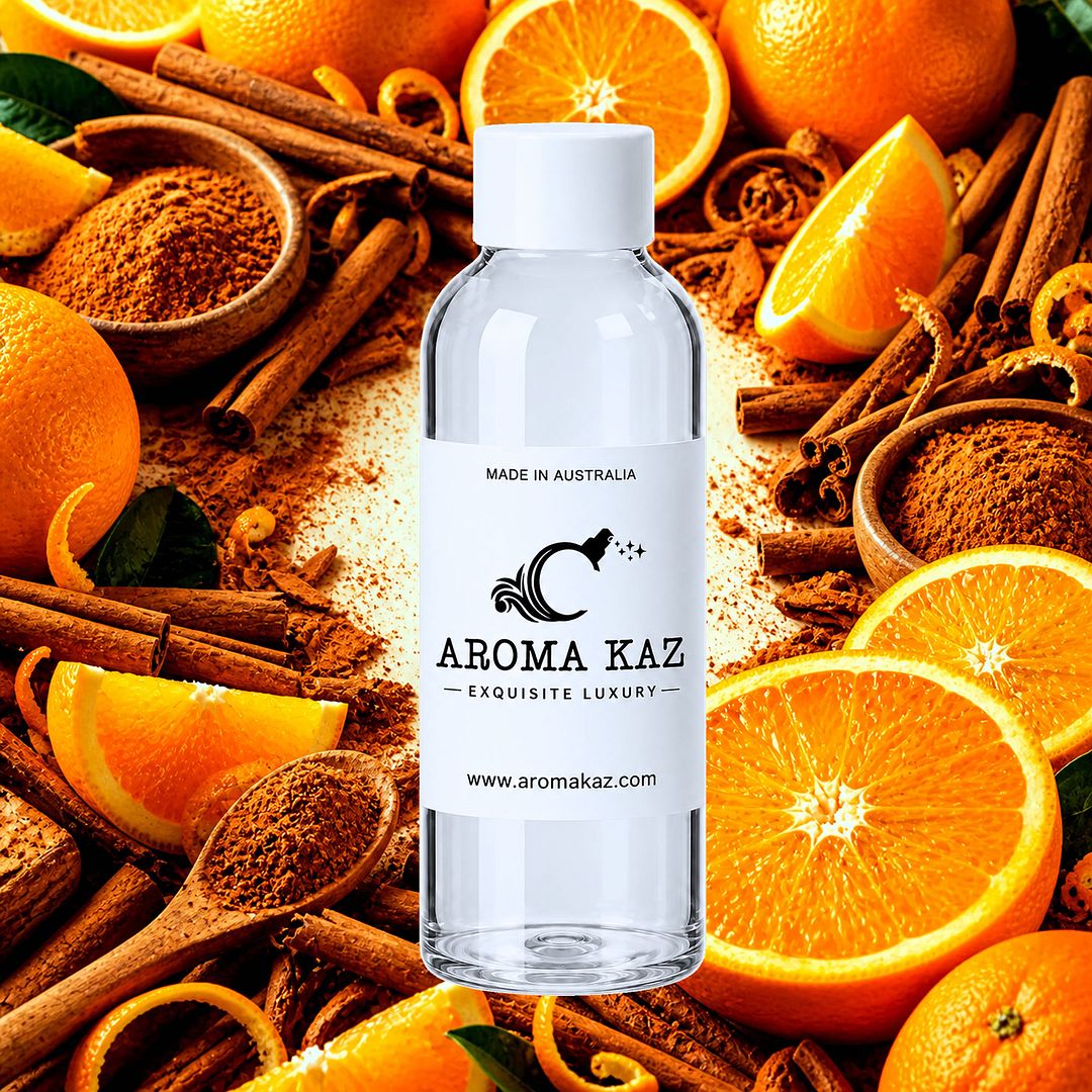Cinnamon & Sweet Orange fragrance oil for candle making, soap making and perfume blending – vegan, cruelty-free featuring citrus and warm cinnamon spice blend, handmade in Australia.