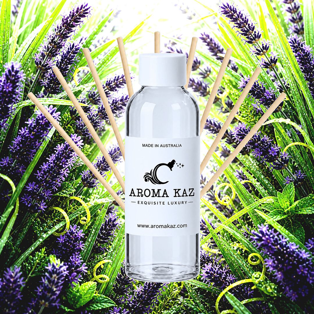 Lavender & Lemongrass Diffuser Fragrance Oil Refill – vegan, cruelty-free featuring fresh floral lavender and uplifting lemongrass, handmade in Australia.