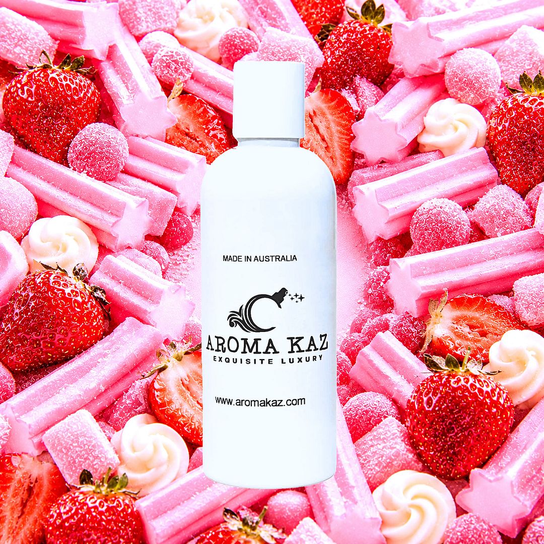 Strawberry Musk Body Massage Oil – vegan, cruelty-free, plant-based hydrating oil with sweet strawberry and pink musk and pink sugar notes, handmade in Australia.
