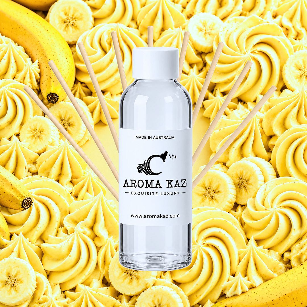 Banana Buttercream Diffuser Fragrance Oil Refill – vegan, cruelty-free featuring creamy banana dessert aroma, handmade in Australia.
