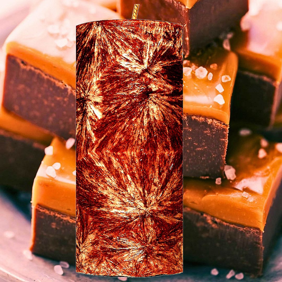Chocolate Caramel Fudge Palm Wax Pillar Candle