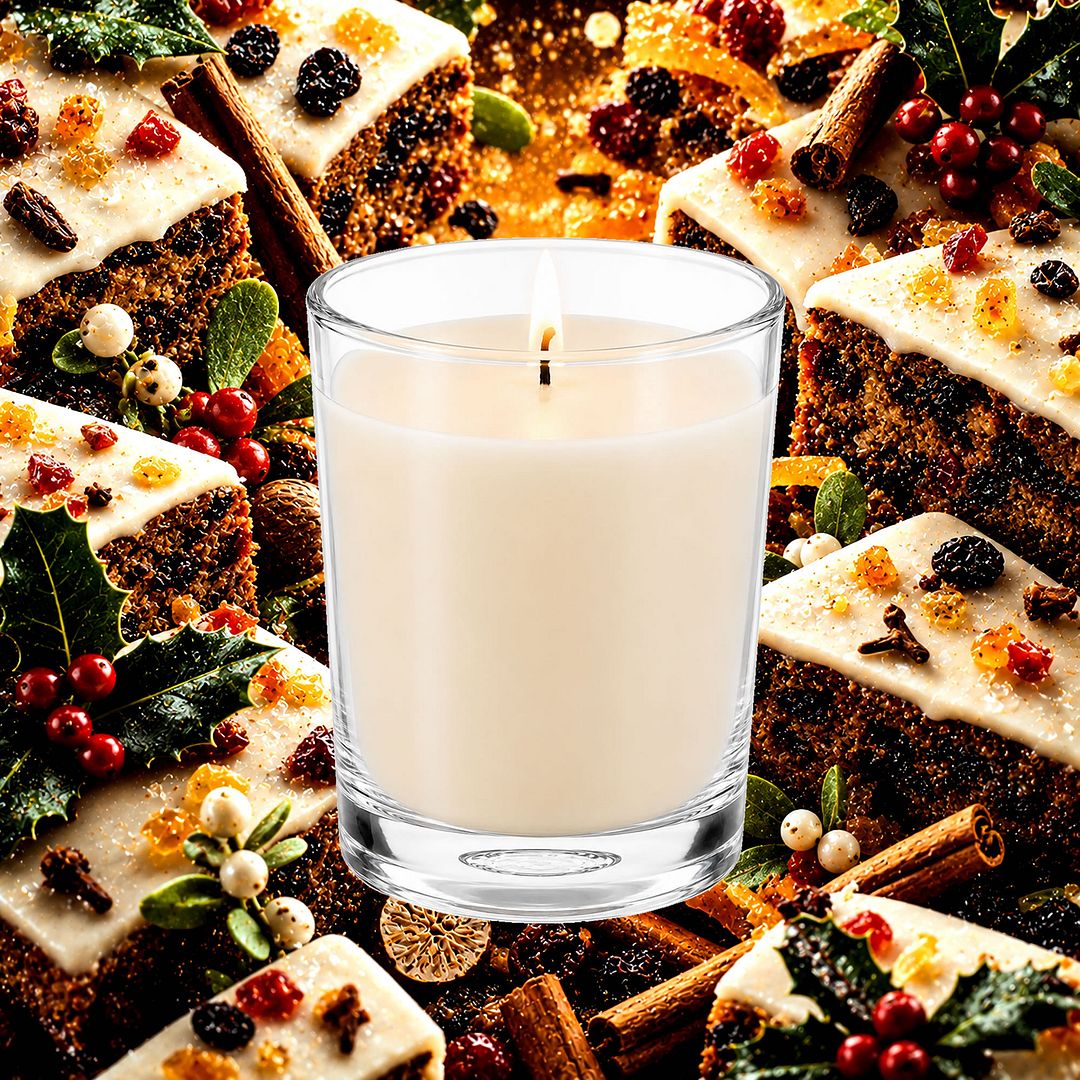 Vanilla Iced Christmas Cake Scented Votive Candles eco soy plant based – vegan, cruelty-free featuring spiced fruitcake, vanilla icing, and festive sweetness, handmade in Australia.