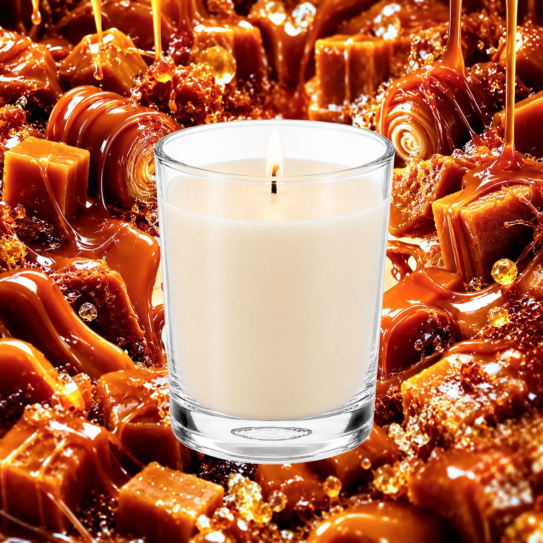 Creamy Caramel Scented Votive Candles eco soy plant based – vegan, cruelty-free featuring a rich buttery caramel aroma, handmade in Australia.