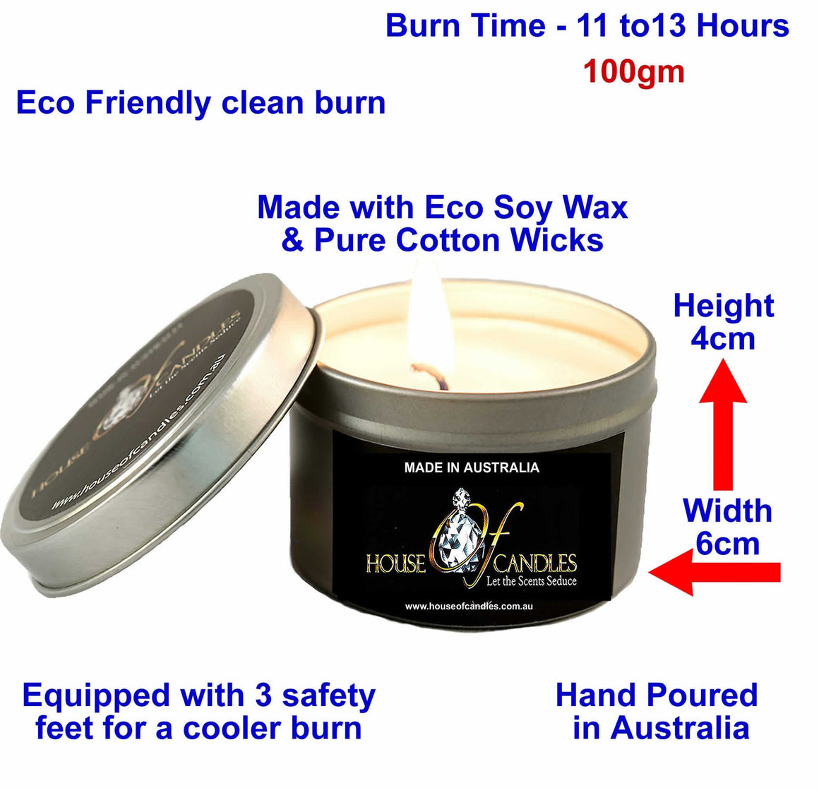 Baby Talc Powder Scented Eco Soy Tin Candles