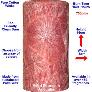 Grape Bubblegum Scented Palm Wax Pillar Candle Hand Poured