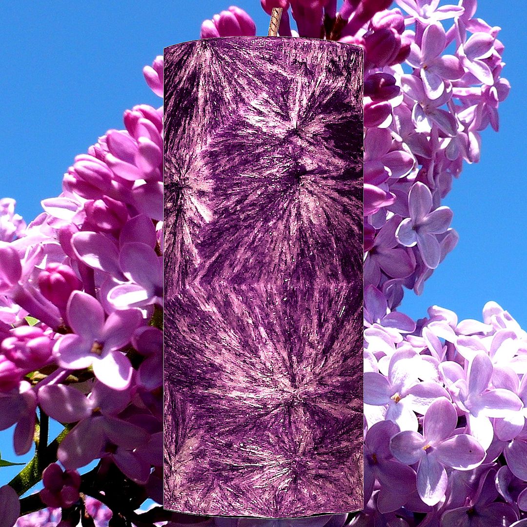 Fresh Lilac Scented Palm Wax Pillar Candle Hand Poured