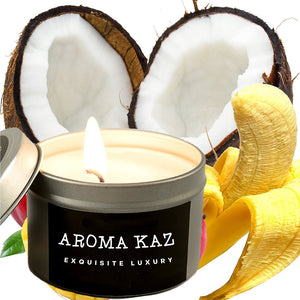 Banana Coconut Mango Scented Eco Soy Tin Candles Hand Poured