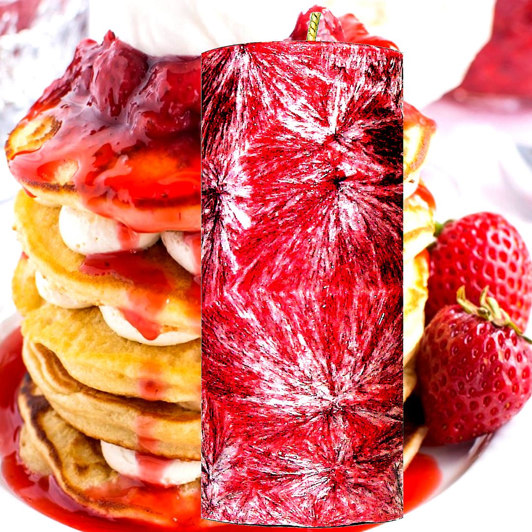 Strawberry Pancakes Scented Palm Wax Pillar Candle – Vegan, Cruelty-Free, Made in Australia - Long-Lasting Fragrance – Perfect for Weddings, Birthdays, Christmas Gifts & All Occasions