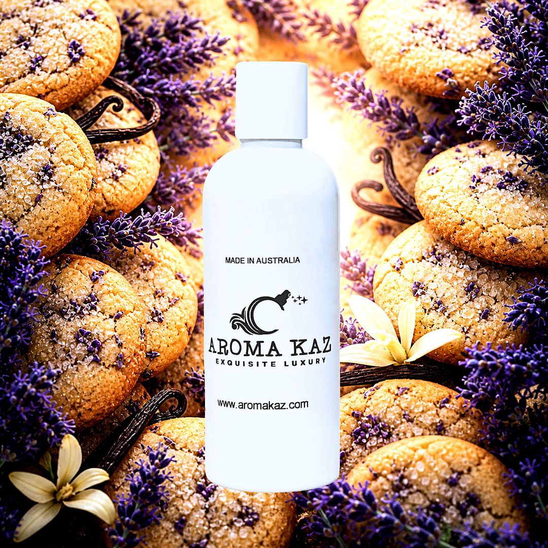 Lavender Cookies Body Massage Oil – vegan, cruelty-free, plant-based hydrating oil with sweet vanilla cookies and a floral lavender aroma, handmade in Australia.