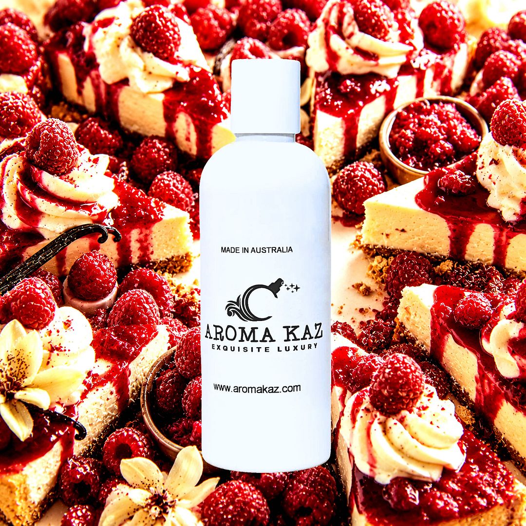 Raspberry Cheesecake Body Massage Oil – vegan, cruelty-free, plant-based hydrating oil with creamy raspberry cheesecake dessert aroma, handmade in Australia.