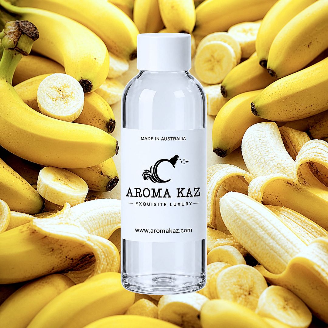 Fresh Bananas fragrance oil for candle making, soap making and perfume blending – vegan, cruelty-free featuring sweet ripe banana aroma, handmade in Australia.