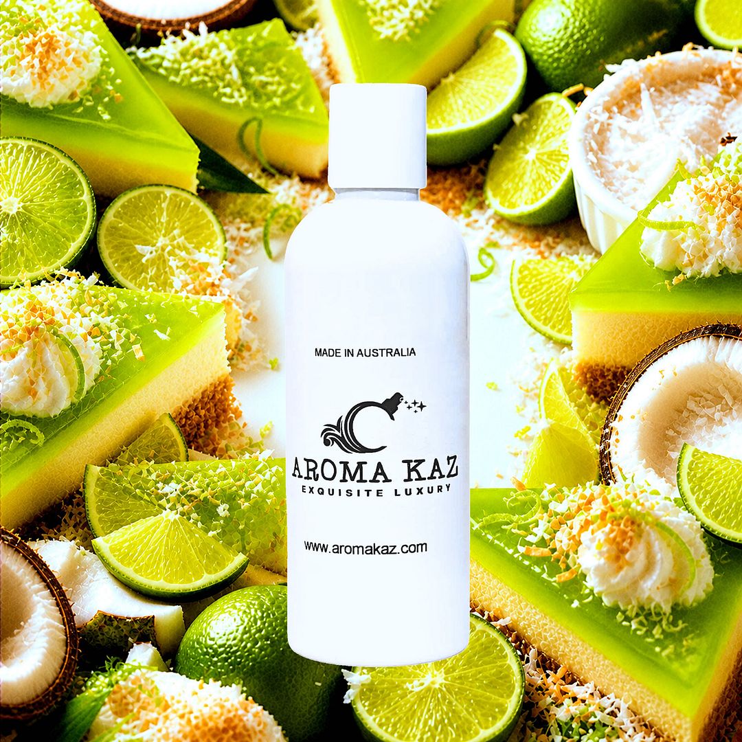 Coconut Lime Cheesecake Body Massage Oil – vegan, cruelty-free creamy lime and coconut dessert aroma, handmade in Australia.