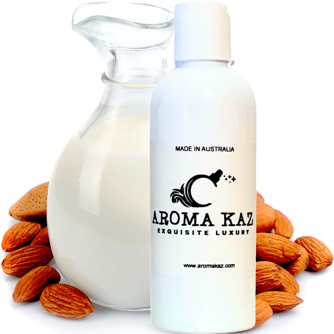 Almond Milk Body Massage Oil – vegan, cruelty-free hydrating oil with a soft creamy almond aroma, handmade in Australia.