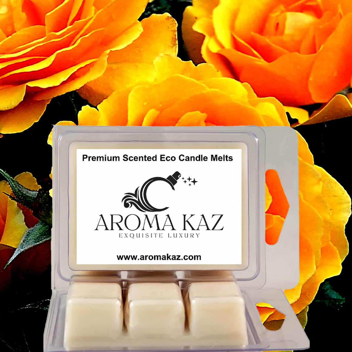 Amber Rose eco soy wax melts – vegan, cruelty-free featuring warm amber and soft rose petals, handmade in Australia.