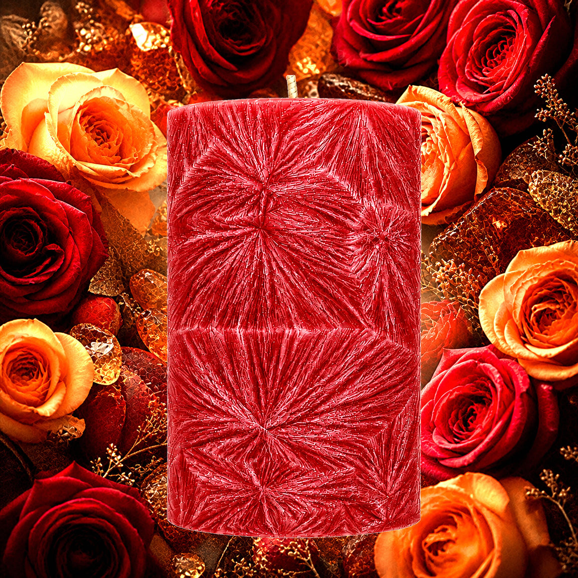 Amber Rose Pillar Candle