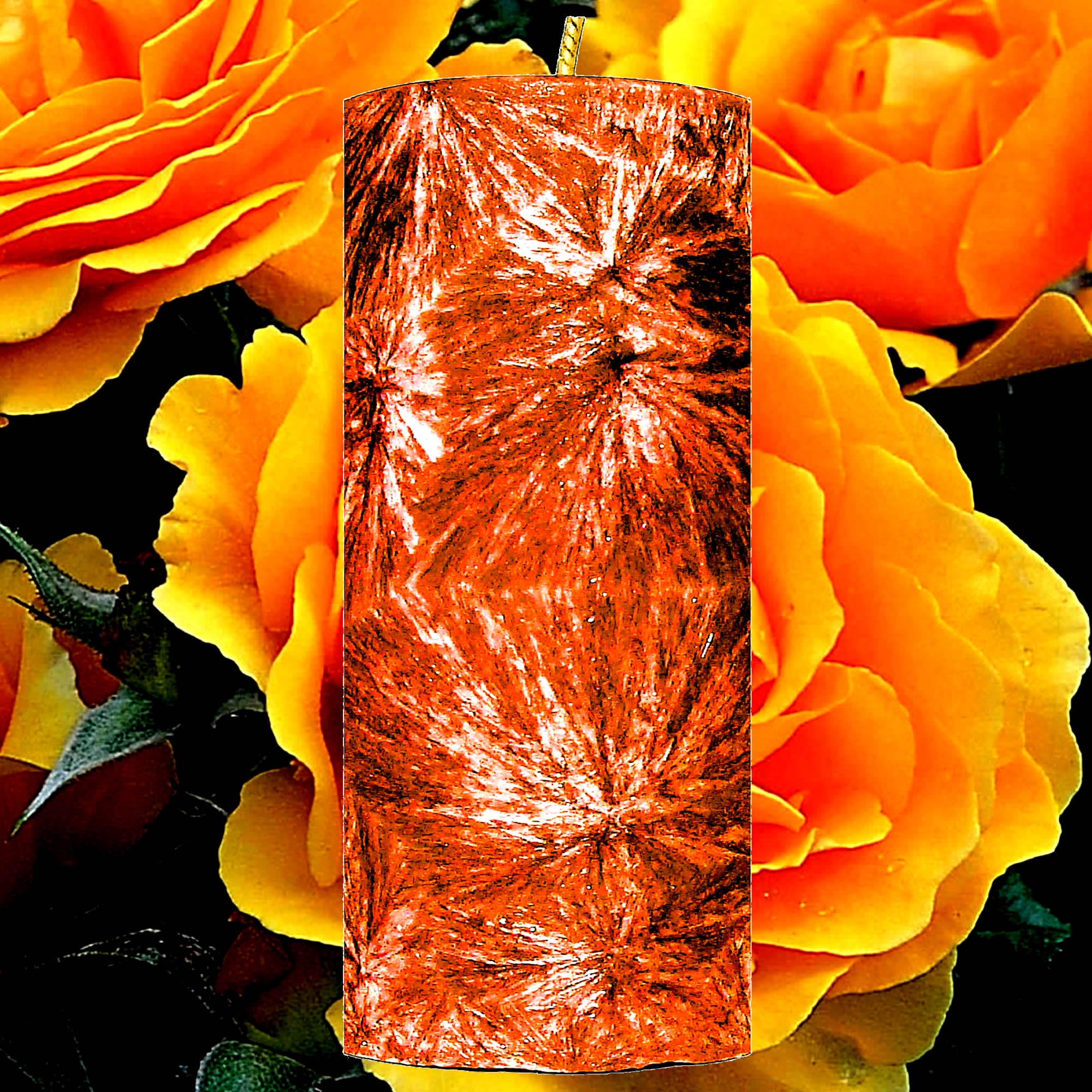 Amber Rose Pillar Candle – Plant-Based, Eco-Friendly, Vegan, Cruelty Free