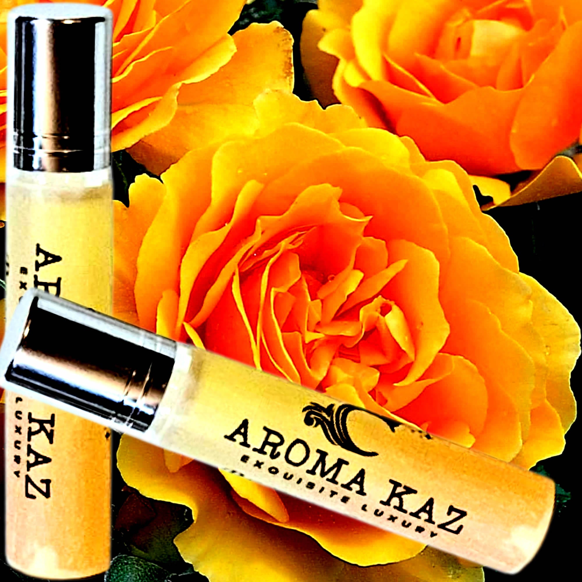 Amber Rose Fragrance Roll On – vegan, cruelty-free perfume roll on featuring warm amber and soft rose petals, handmade in Australia.