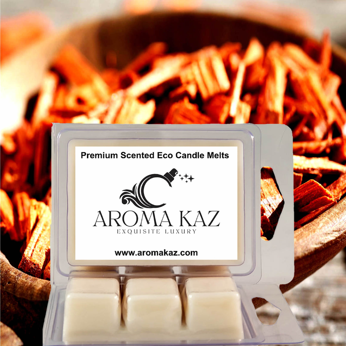 Amber & Sandalwood eco soy wax melts – vegan, cruelty-free featuring rich amber and smooth sandalwood, handmade in Australia.