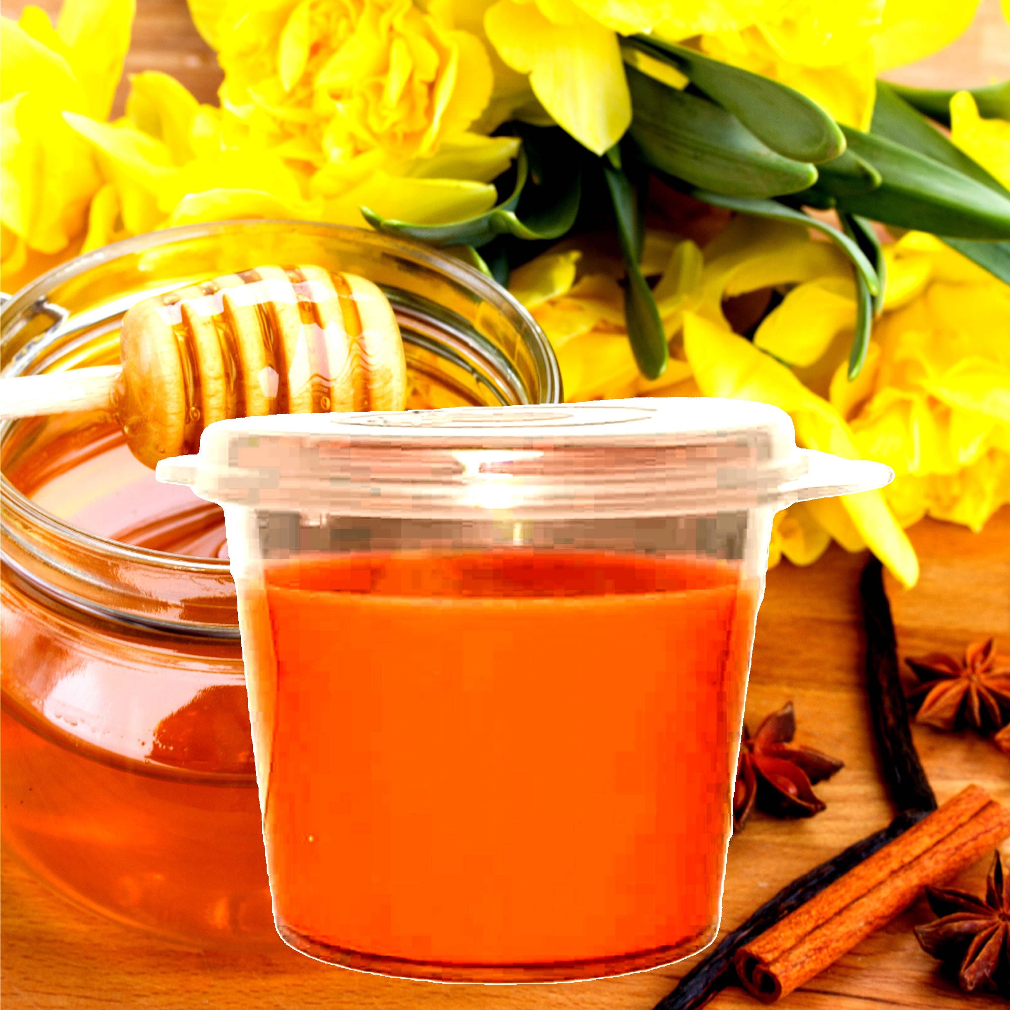 Amber Wattle & Wild Honey eco soy wax melts – vegan, cruelty-free featuring sweet honeyed florals, handmade in Australia.