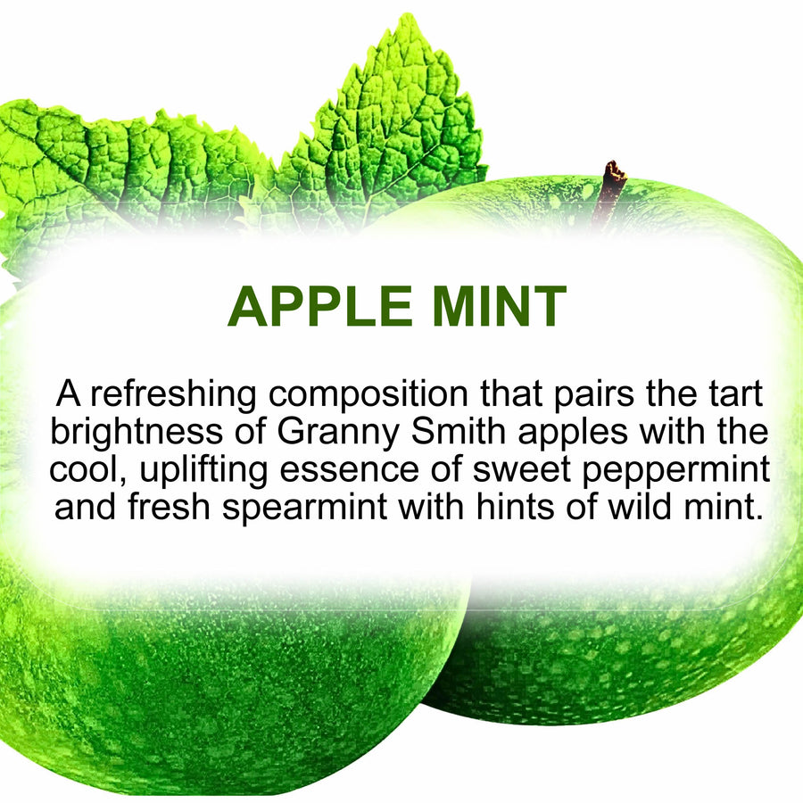 Apple Mint fragrance oil for candle making, soap making and perfume blending – vegan, cruelty-free featuring crisp apple and cool mint notes, handmade in Australia.
