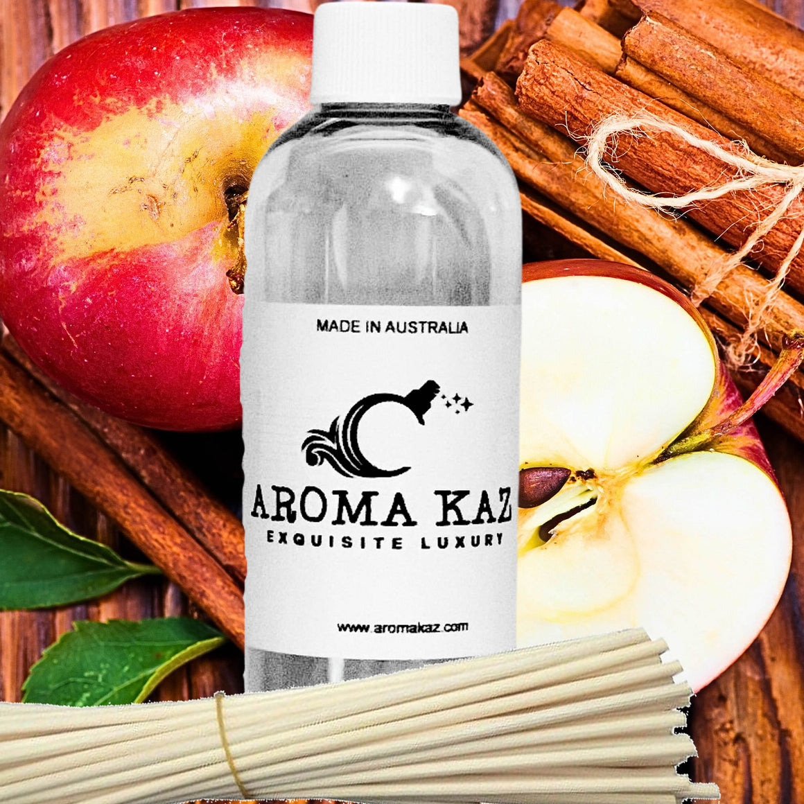 Apple Spice & Cinnamon Diffuser Fragrance Oil with Reeds – Vegan Cruelty-Free Home Aroma
