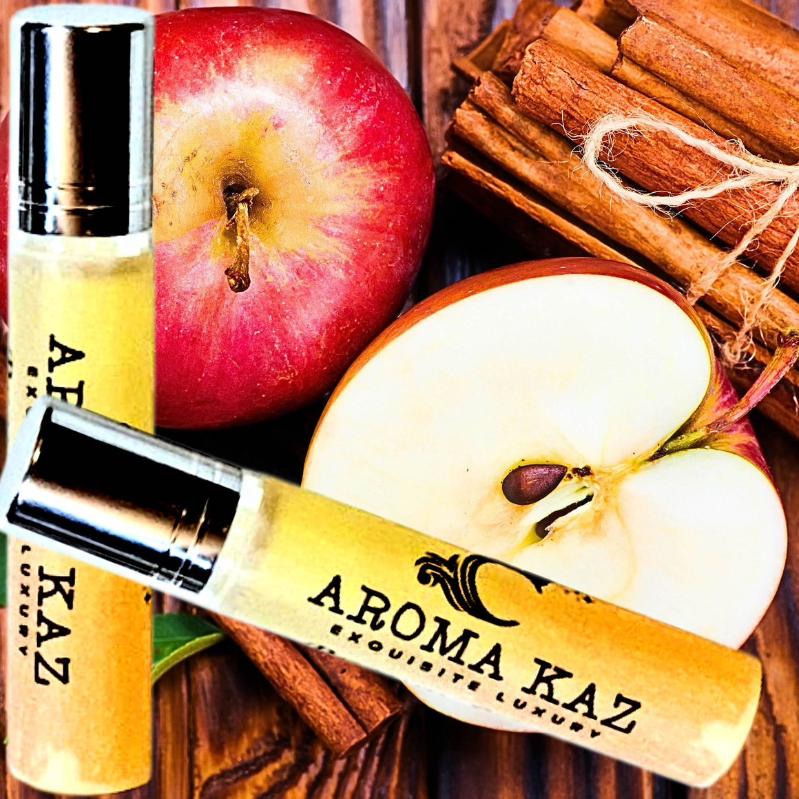 Apple Spice & Cinnamon Fragrance Roll On – vegan, cruelty-free perfume roll on featuring warm spiced apple aroma, handmade in Australia.