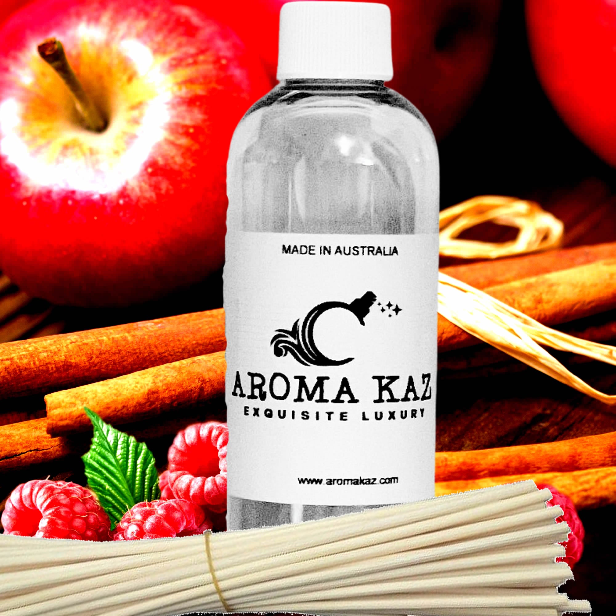 Apple Cinnamon Raspberry Diffuser Fragrance Oil with Reeds – Vegan Cruelty-Free Home Aroma
