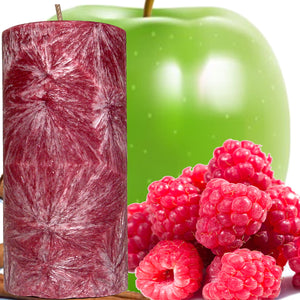 Apple Cinnamon Raspberry Scented Palm Wax Pillar Candle Hand Poured