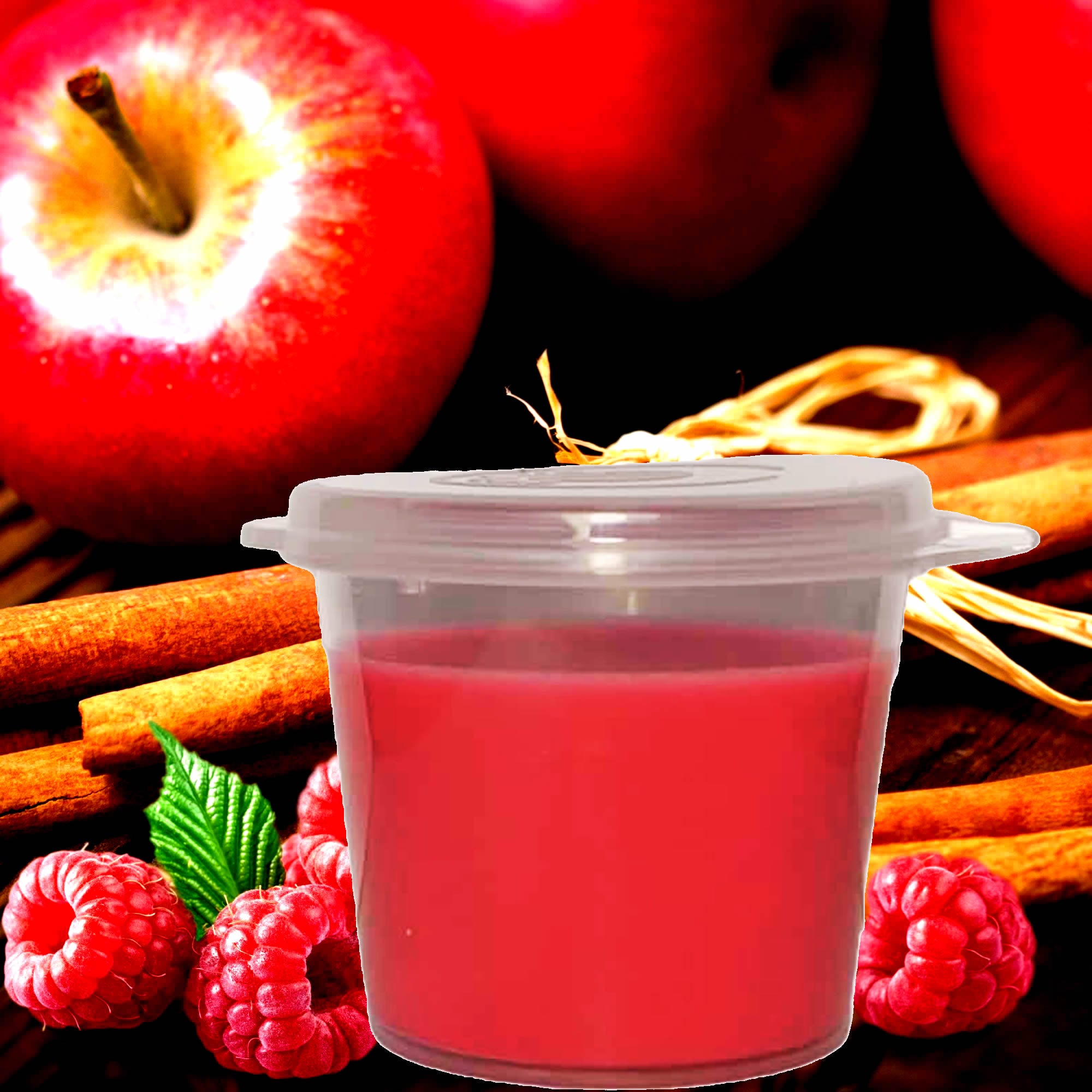 Apple Cinnamon Raspberry Soy Candle Melt Shot Pots – Plant-Based, Vegan, Cruelty-Free, Hand-Poured