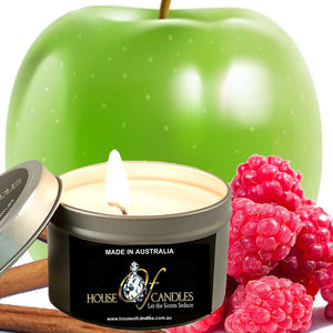 Apple Cinnamon Raspberry Scented Eco Soy Tin Candles