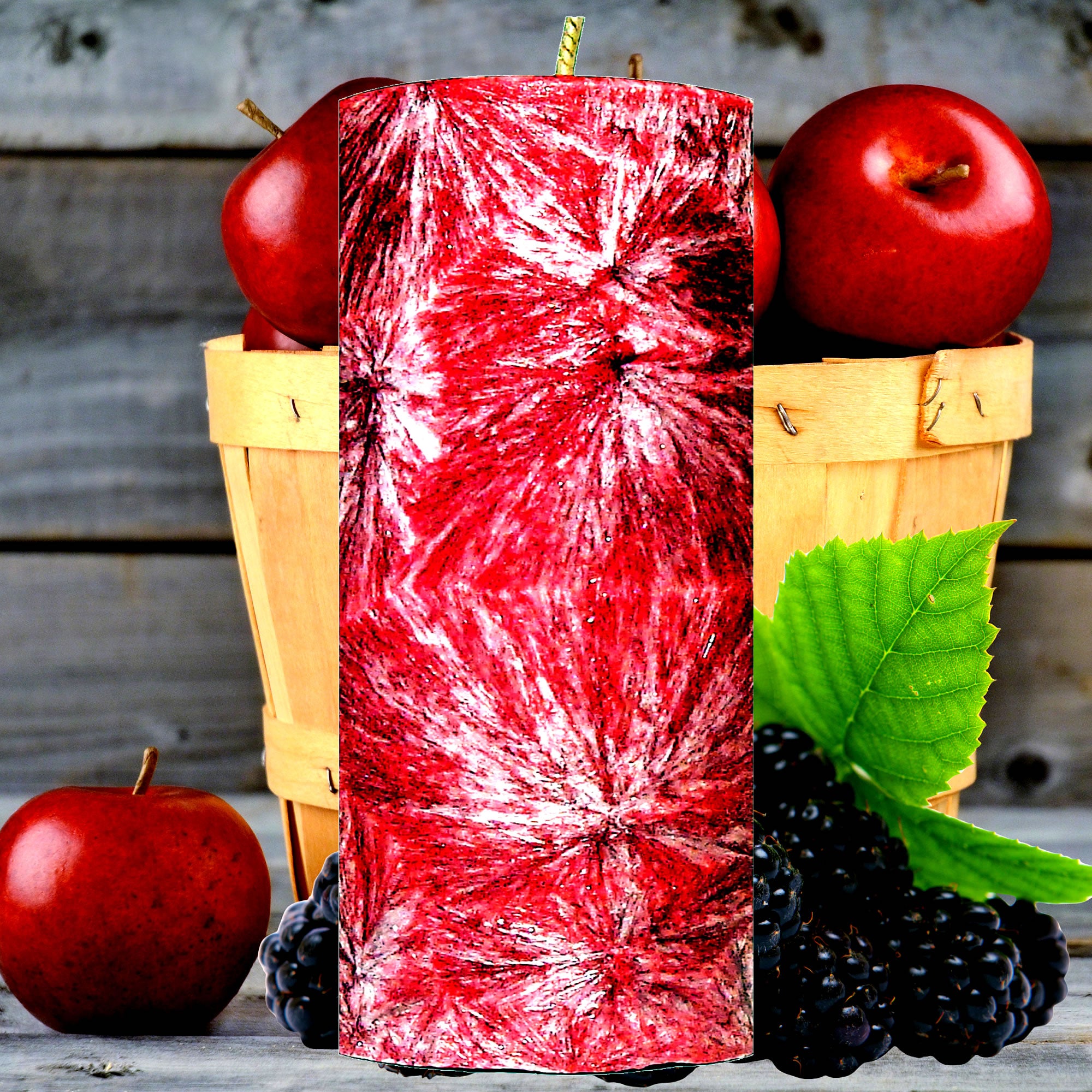 Apples & Blackberries Pillar Candle – Plant-Based, Eco-Friendly, Vegan, Cruelty Free
