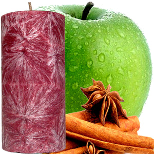 Apple Spice & Cinnamon Scented Palm Wax Pillar Candle Hand Poured