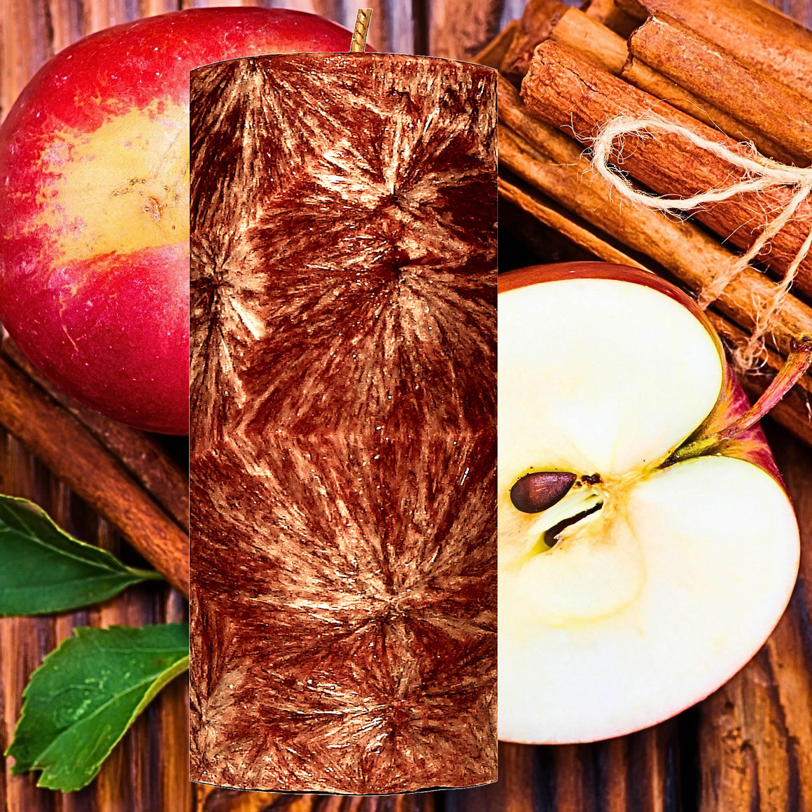 Apple Spice & Cinnamon Pillar Candle – Plant-Based, Eco-Friendly, Vegan, Cruelty Free