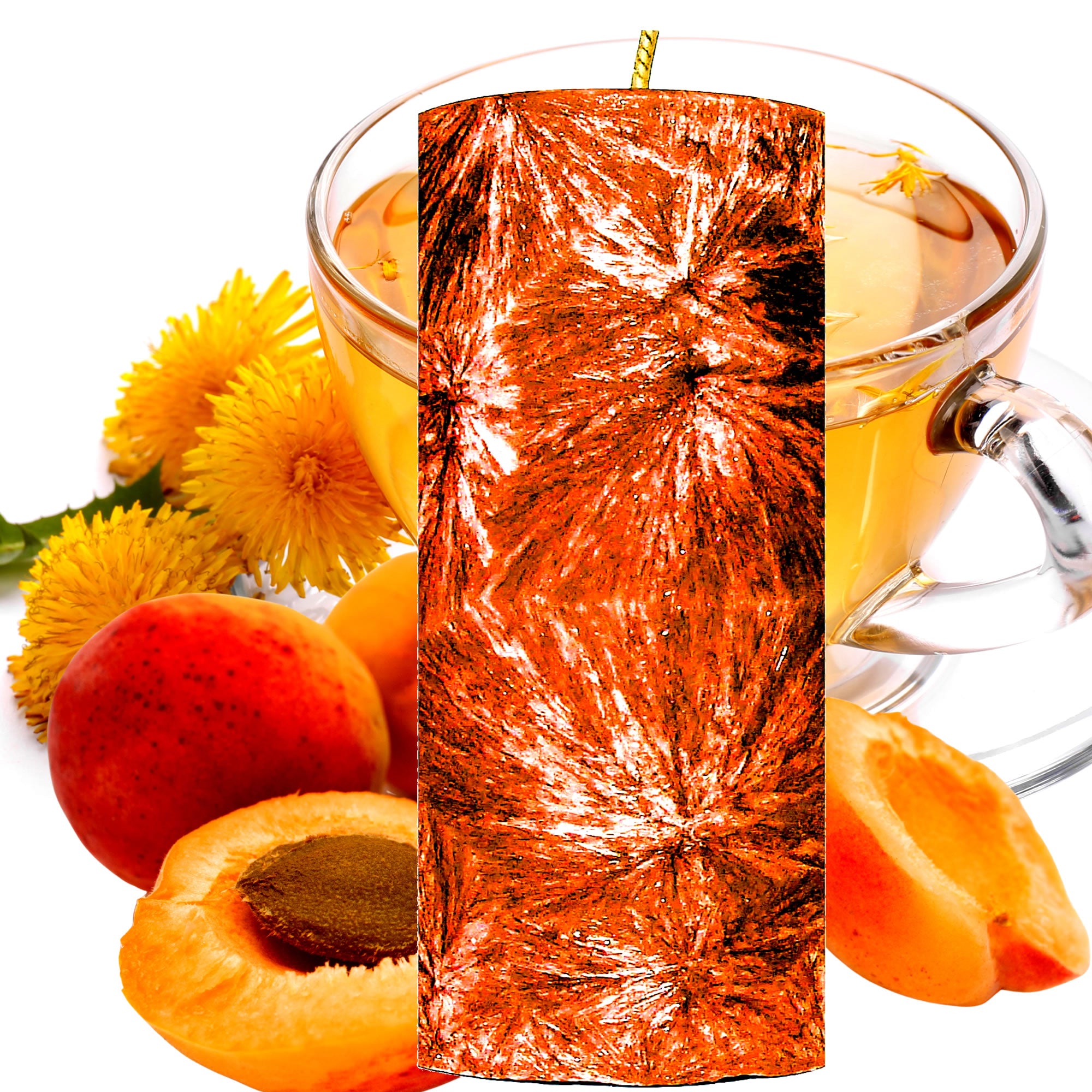 Apricot White Tea Pillar Candle – Plant-Based, Eco-Friendly, Vegan, Cruelty Free