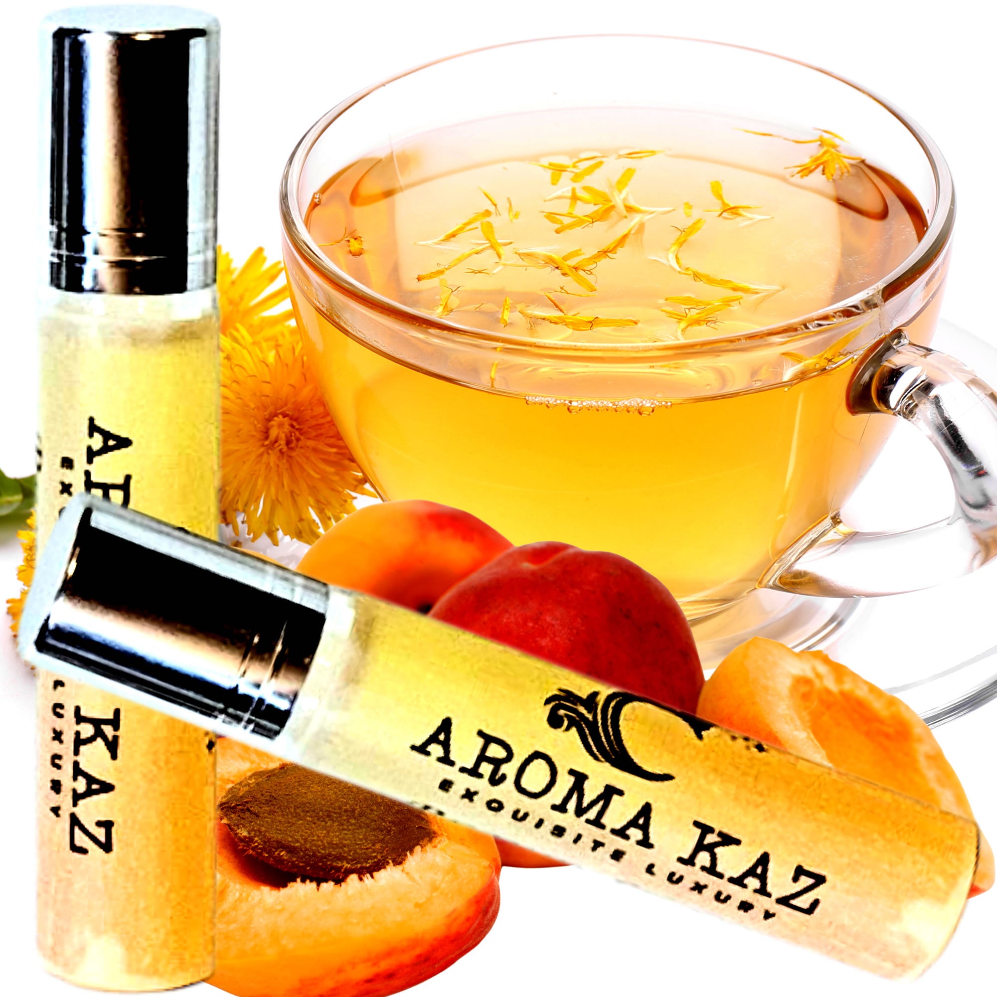 Apricot White Tea Fragrance Roll On – vegan, cruelty-free perfume roll on featuring soft fruity tea aroma with apricot and white tea, handmade in Australia.