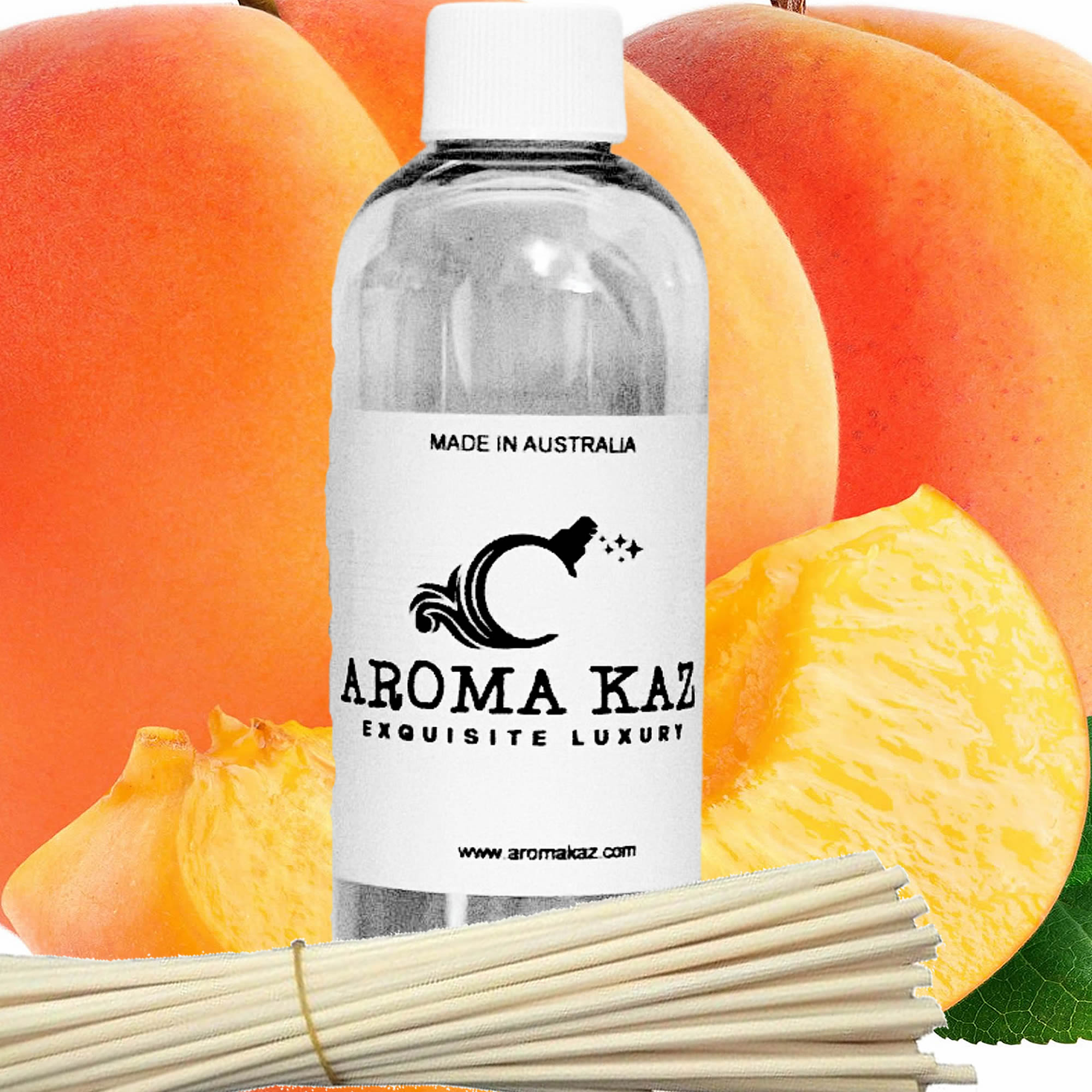 Apricot Peaches Diffuser Fragrance Oil with Reeds – Vegan Cruelty-Free Home Aroma